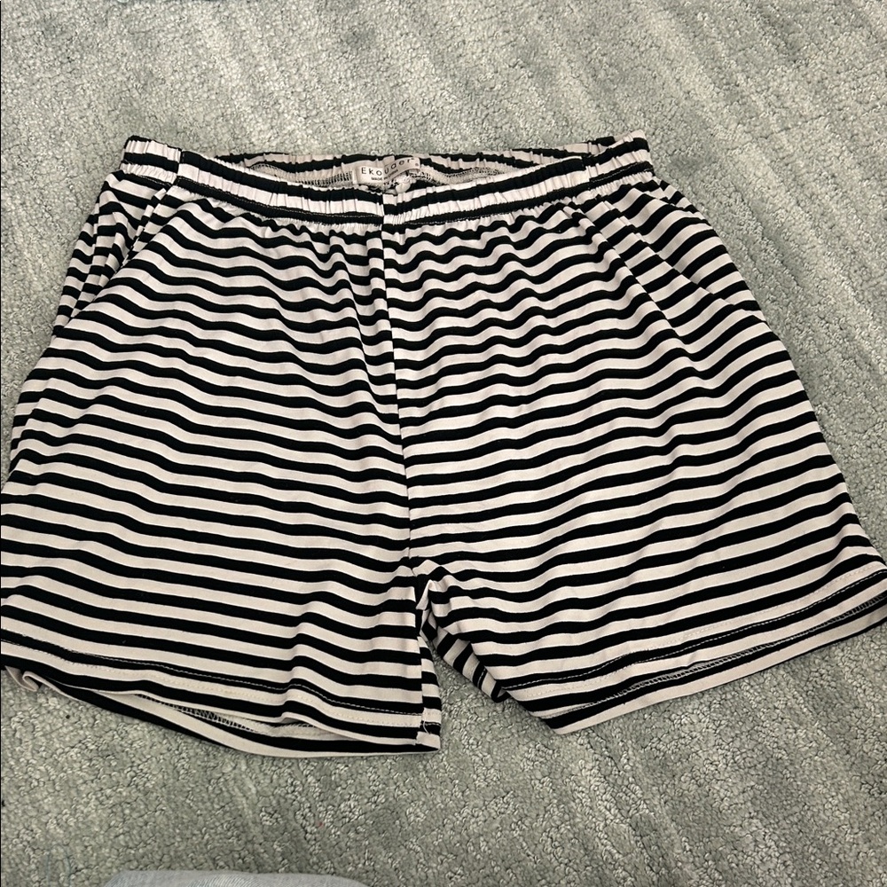Black & White Striped  Casual Shorts